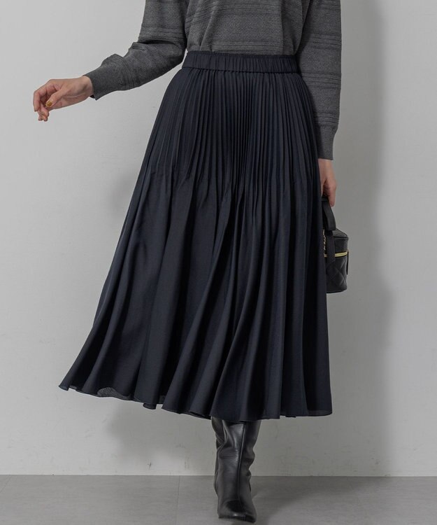 組曲 S 【加藤ローサさん着用】アンティークオーガンプリーツ スカート ネイビー系