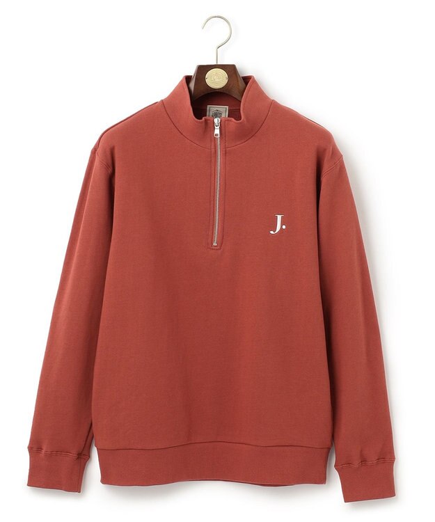 J.PRESS MEN 【WEB限定】J刺繍ハーフジップスウェット レッド系