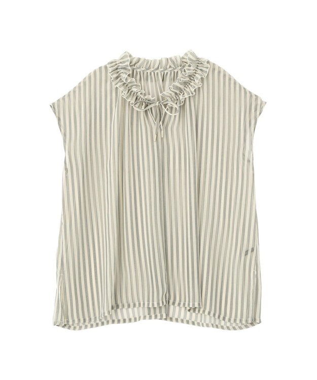 YECCA VECCA ギャザーリボンブラウス Stripe