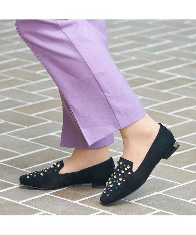 MODE ET JACOMO <MODE ET JACOMO>ラインストーンオペラシューズ ブラックミックス