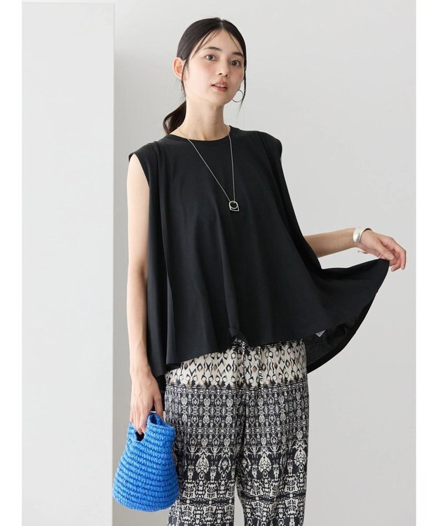 AMERICAN HOLIC 接触冷感バックフレアノースリーブプルオーバー Black