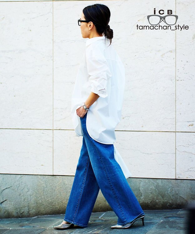 ICB 【ICB×tamachan_style コラボ】 スタイルアップ ビッグシャツ オフホワイト系