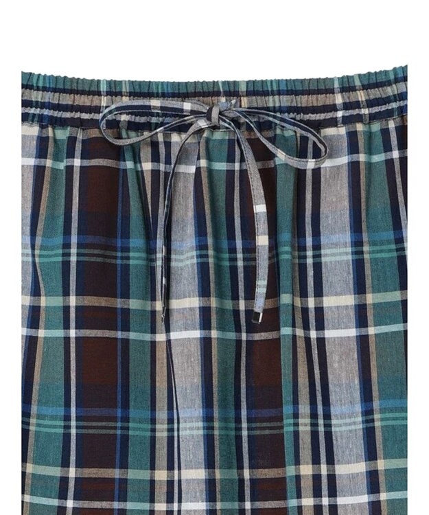 Green Parks 綿麻混イージータイトスカート Check Brown