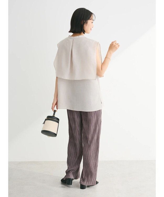 Green Parks レイヤードノースリーブブラウス Light Gray