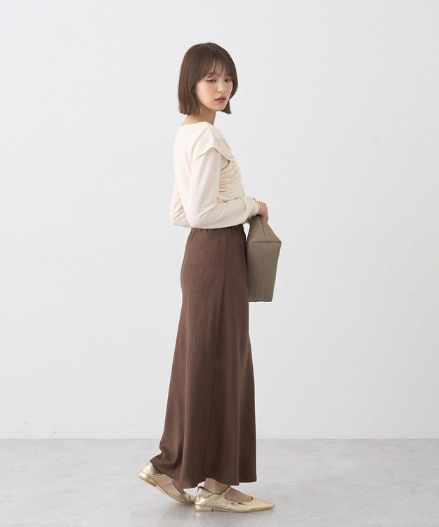 earth music&ecology リボンライクドレーププルオーバー Ivory