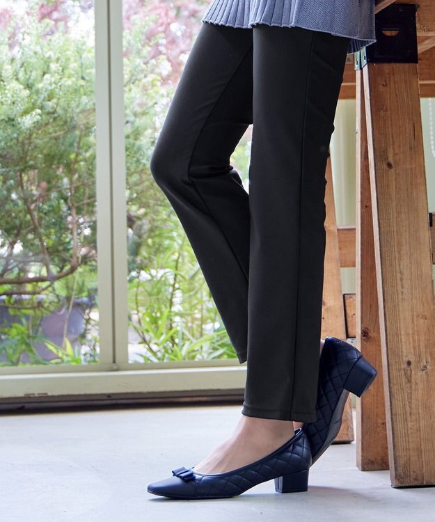 Tiaclasse 【シーズンレス・日本製・洗える】ローズファイン・スリムストレートパンツ ブラック