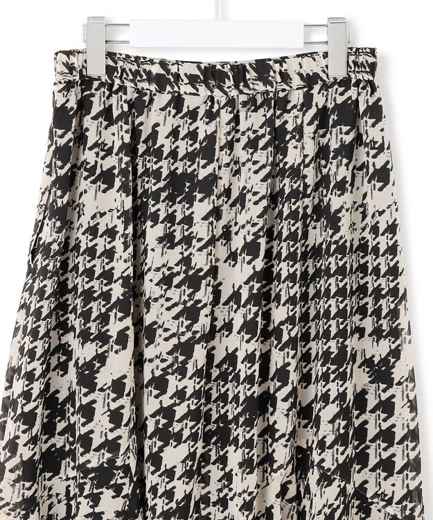 23区 S 【洗える】ハウンドトゥースアートプリント ギャザー スカート モノトーンプリント