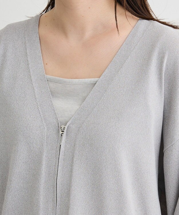 Green Parks ＶネックＺＩＰカーディガン Gray Mixture