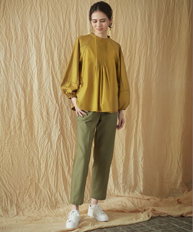 23区 S 【SLOW/一部店舗限定】ウォッシュドコットンストレッチ ブラウス マスタード系