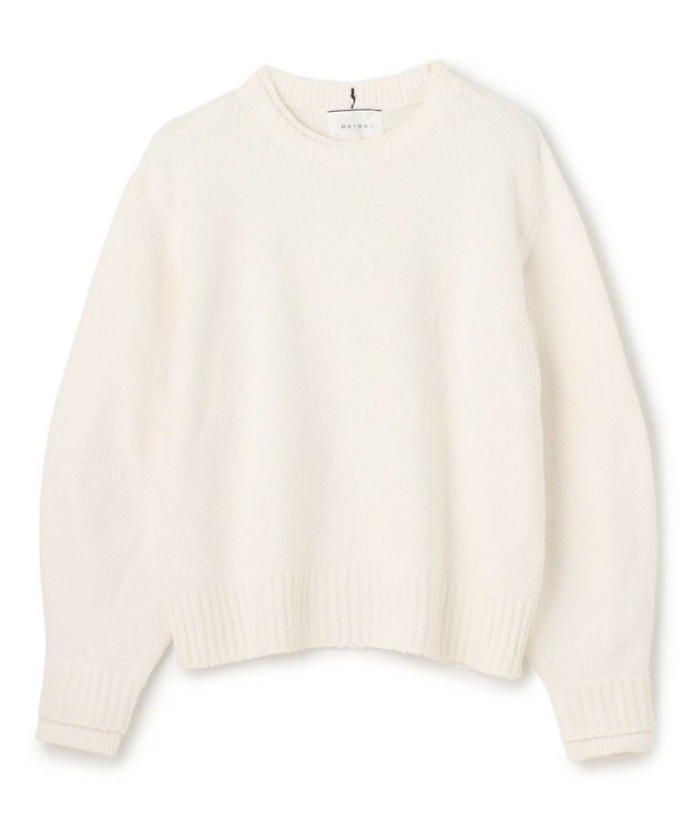 BEIGE， 【洗える】BERTAINA /  配色リンキングクルーネックニット Ecru×Navy