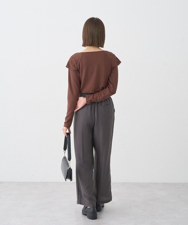 earth music&ecology リボンライクドレーププルオーバー Brown