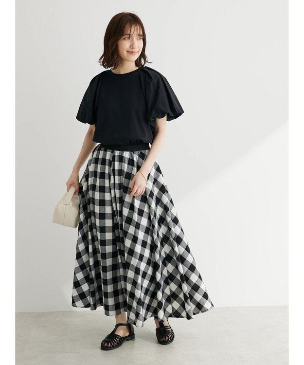 Green Parks ・ｆｕｒｒｙ　ｒａｔｅ　ギンガムバイアススカート Black