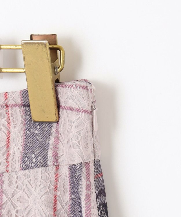 ANY SIS 【洗える】レースオンチェック スカート アイボリー系