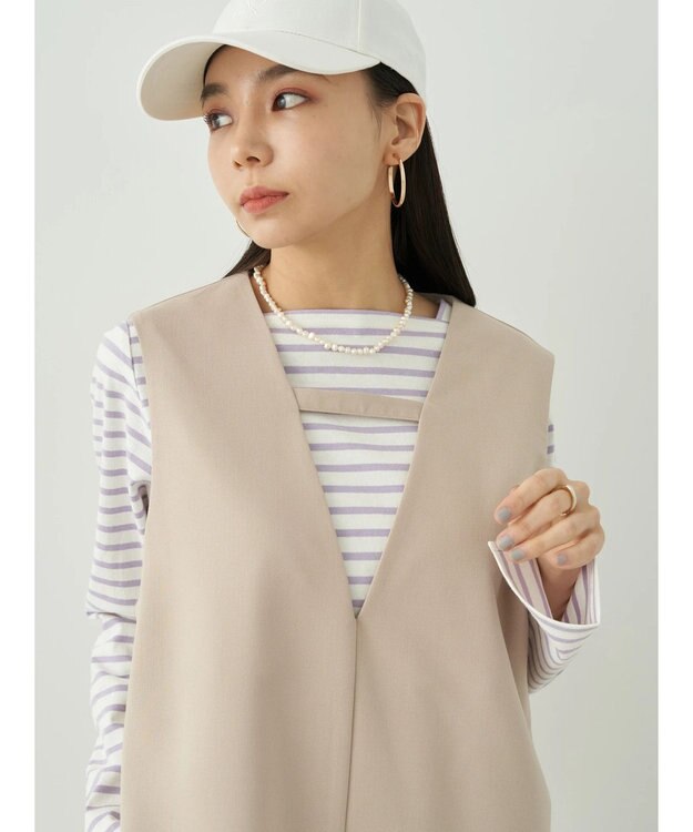 earth music&ecology Ｖネックジャンパースカート Beige