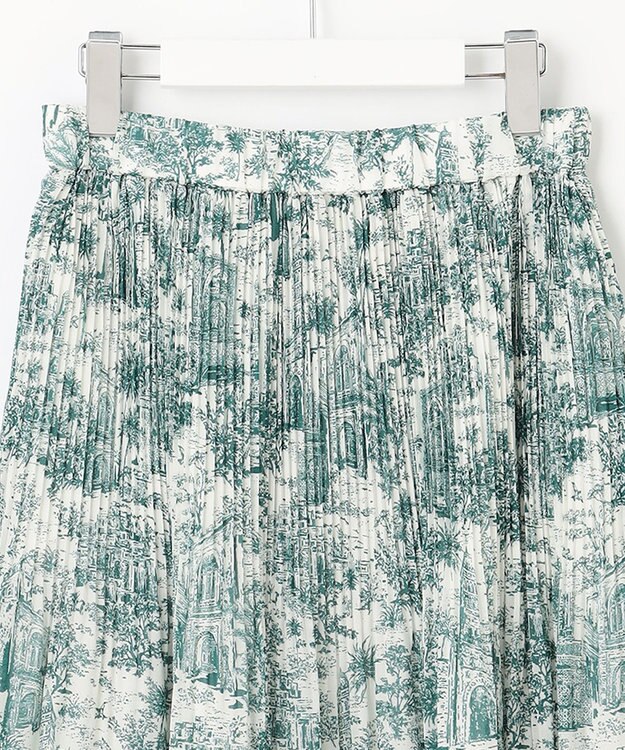 自由区 【カタログ掲載・洗える】ランドスケーププリント スカート ボトルグリーン