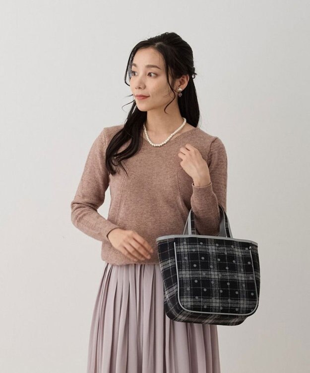 ROOTOTE 1344【フェルト生地】LT.スクエア.ドットチェック-A 01：ブラック