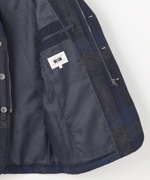 JOSEPH ABBOUD 【イタリア素材/軽量/中綿キルト】 スライバーチェックキルト ジャケット ネイビー系4