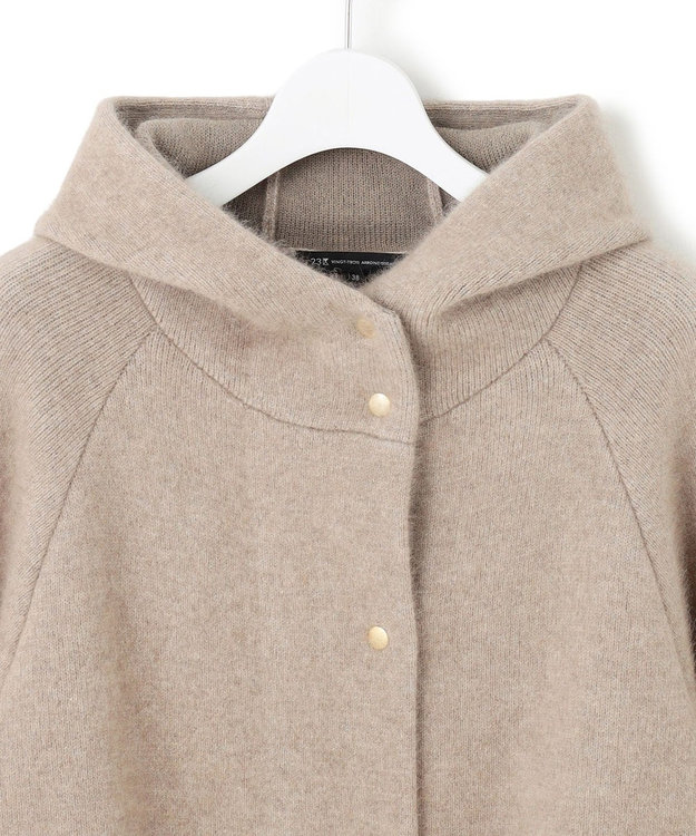 23区 ラクーンブレンドダブルフェイス ニット フーディー ベージュ系