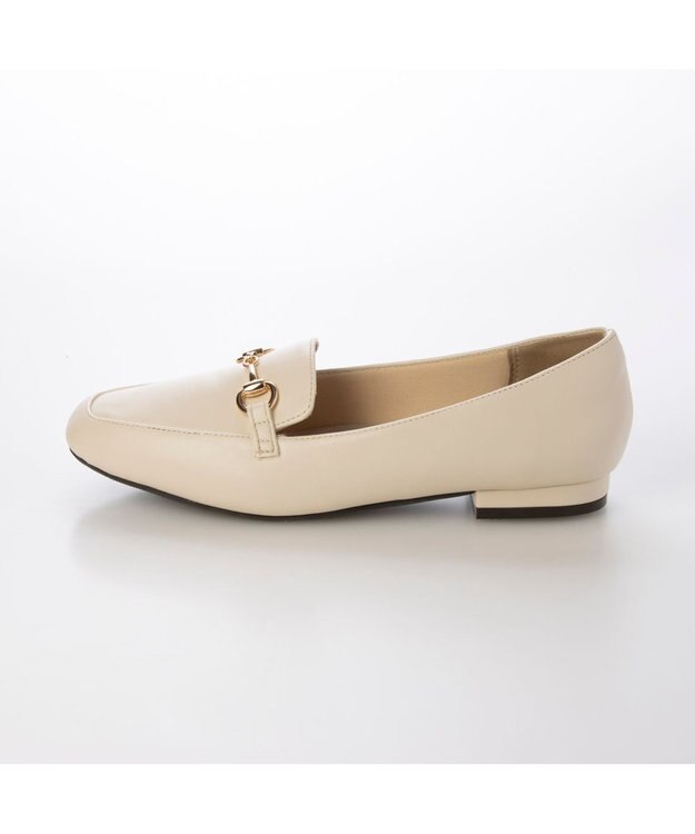 MODE ET JACOMO <noyau>スクエアトゥビット付きヒールローファー アイボリー