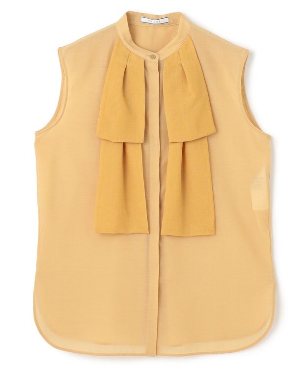 BEIGE， 【洗える】MOYE / シアーウールビックボウタイブラウス Mustard