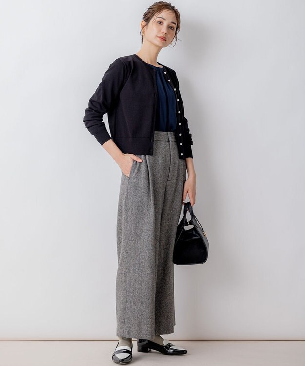 組曲 S ネコアシツィード ワイドパンツ グレー系