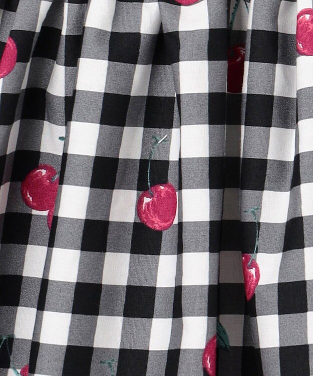 ANY KIDS 総柄 サマーワンピース ブラック×サクランボ