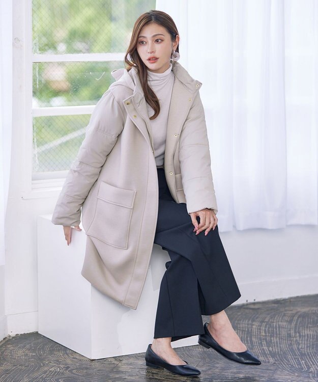 Tiaclasse ファイバーダウン×ダンボール異素材ロングコート グレー