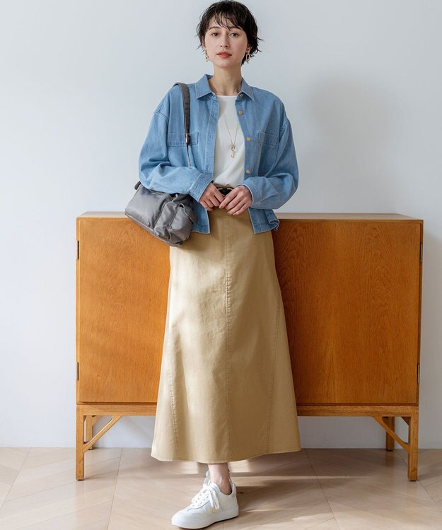 23区 【洗える】ストレッチギャバ チノ スカート ベージュ系