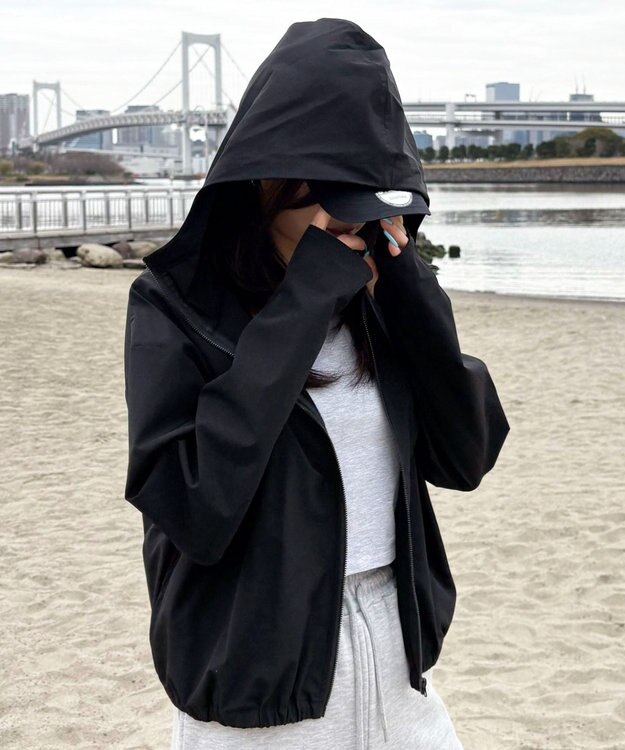 WEGO 【日焼け対策/セットアップ対応】ラッシュガードZIPパーカー ブラック