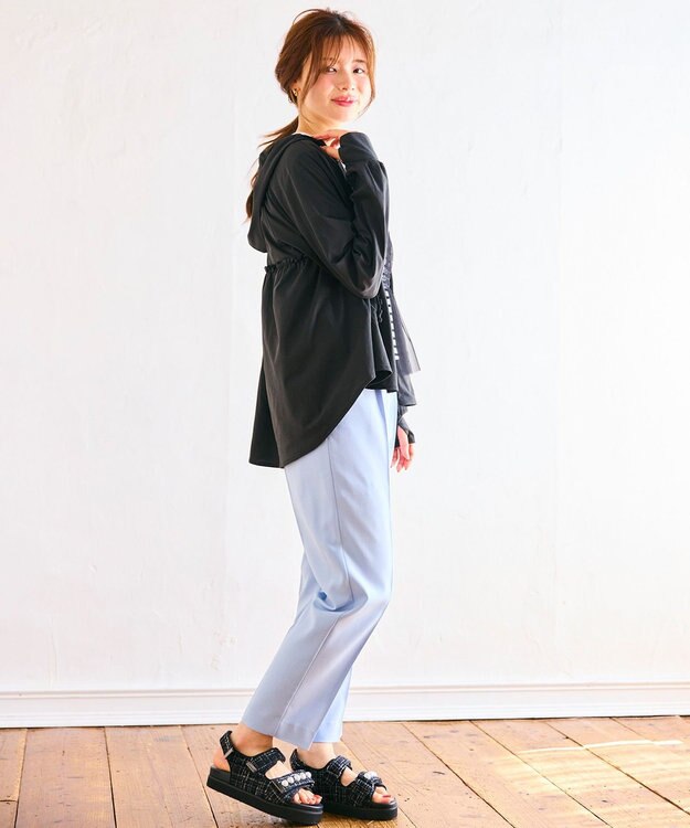 Feroux 美シルエットカラーテーパード パンツ スカイブルー系