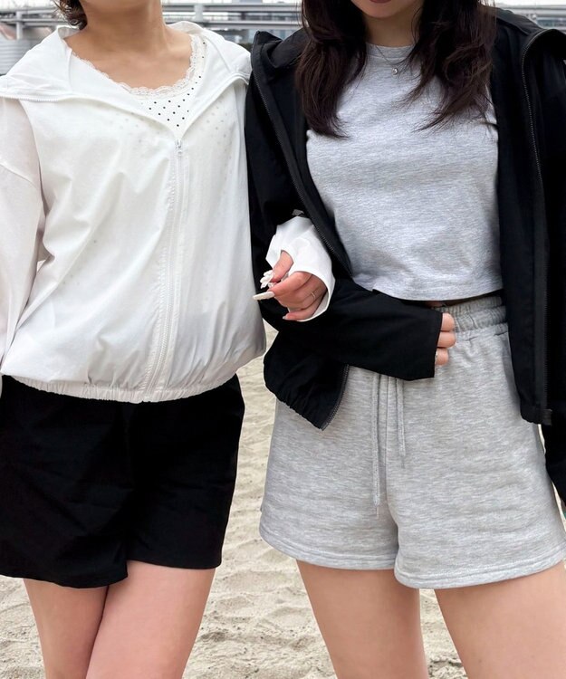 WEGO 【日焼け対策/セットアップ対応】ラッシュガードZIPパーカー ブラック