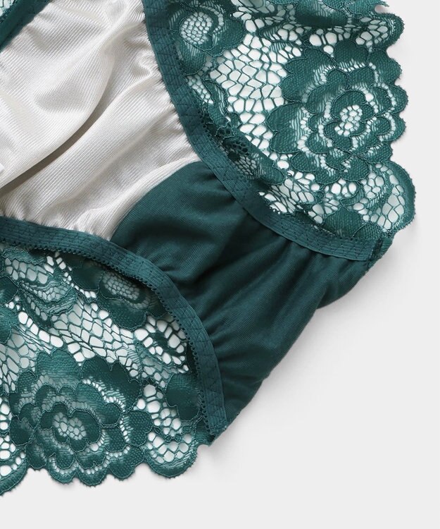 San-ai Resort（三愛水着楽園） 【WEB限定】【プチプラブラセット】純欲レーシーBIGクロスブラジャー＆ショーツセット 【northerly】 グリーン