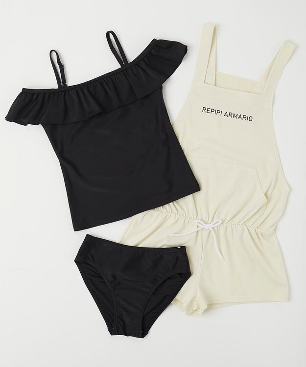 OP／FILA 【repipi armario】サロペット付き水着 3点セット オフホワイト