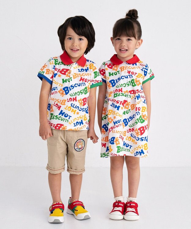 MIKI HOUSE HOT BISCUITS 【80-120cm】 カラフルロゴ ポロシャツ マルチカラー