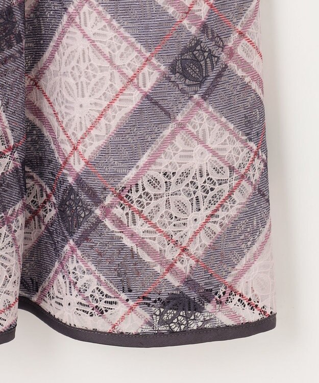 ANY SIS 【洗える】レースオンチェック スカート アイボリー系