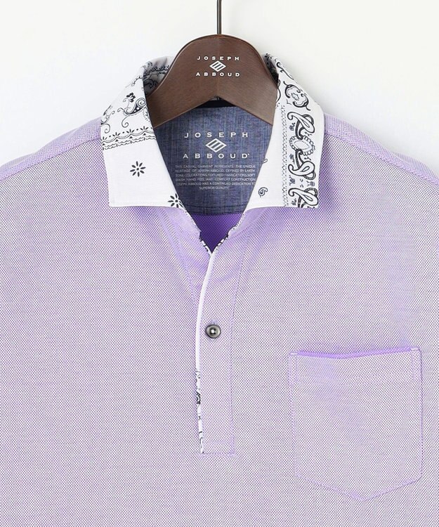JOSEPH ABBOUD 【愛されて20年！オーガニックコットン使用】 バンダナプリント ダディ ポロシャツ ライラック系