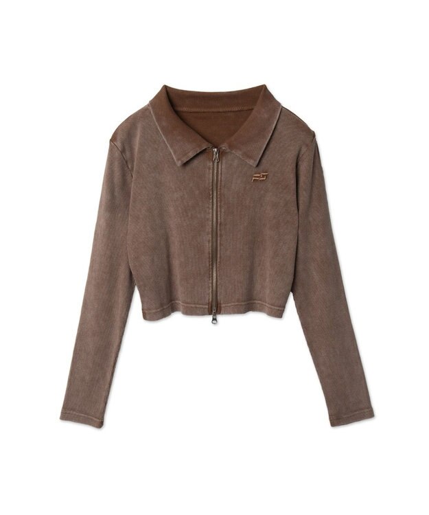 WEGO ヴィンテージウォッシュWZIPトップス ブラウン