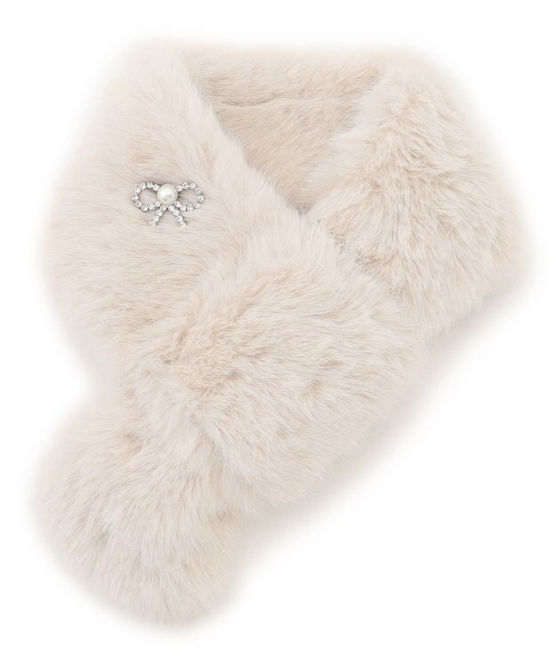 TOCCA 【百田夏菜子さん着用】【ブローチ取り外し可】BIJOUX RIBBON FURTIPPET ティペット アイボリー系