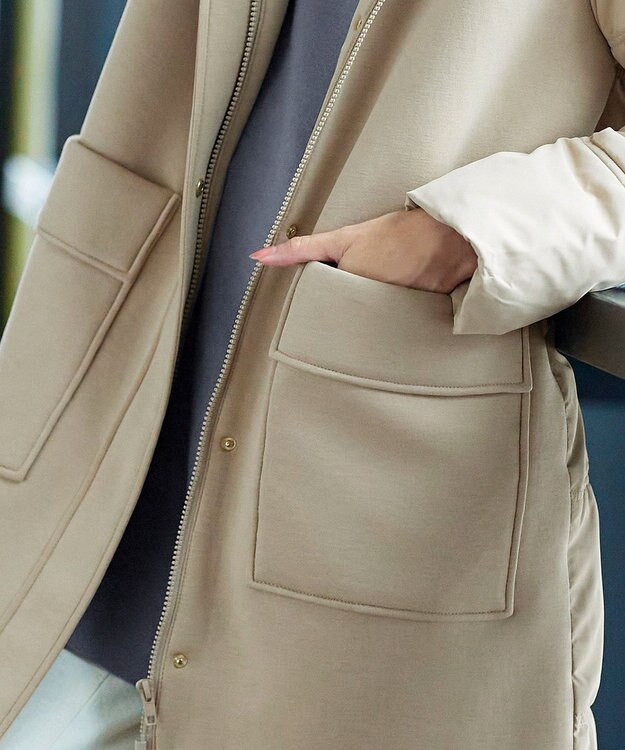 Tiaclasse ファイバーダウン×ダンボール異素材ロングコート ベージュ