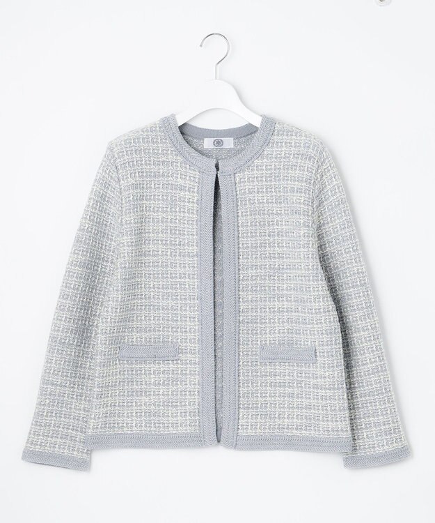 J.PRESS LADIES 【洗える】TWEED KNIT カーディガン サックスブルー系5