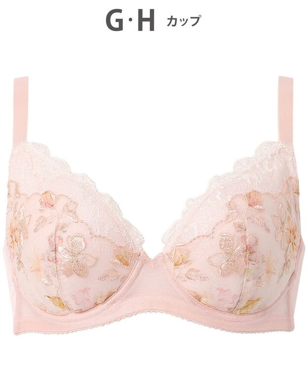 WACOAL 【小さく見せるブラ】 レーシィ ブラジャー 着やせ効果 コンパクトにメイク バストの突出をおさえる 背中の段差を軽減 大きいサイズ レディース BRB453 /ワコール シェルピンク