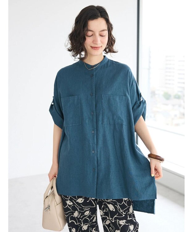 CRAFT STANDARD BOUTIQUE 【キナリノ別注】リネンレーヨンWポケットシャツ Navy