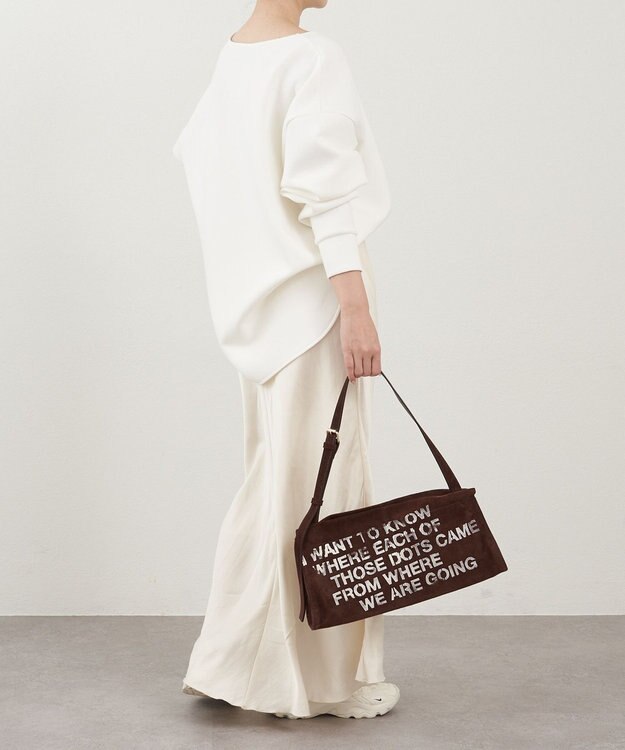 russet ステンシルデザインスエード横長ショルダーバッグ(CE-1640) D.Brown