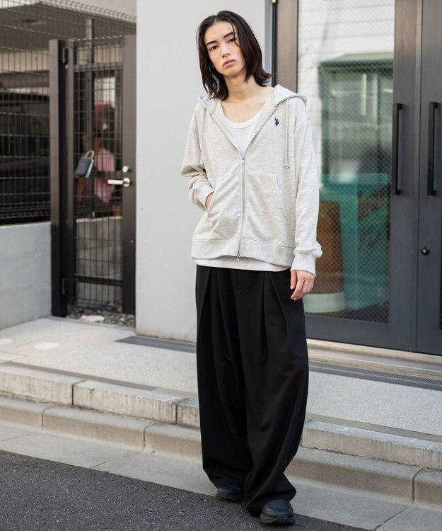 WEGO 【WEB限定/ユニセックス着用ITEM/25年秋冬新作/SMLサイズ展開】別注U.S.POLO ASSN.　ZIPパーカー 杢グレー