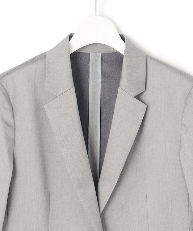 23区 S 【セットアップ対応/洗える】ストレッチシャンブレー テーラードジャケット ライトグレー系