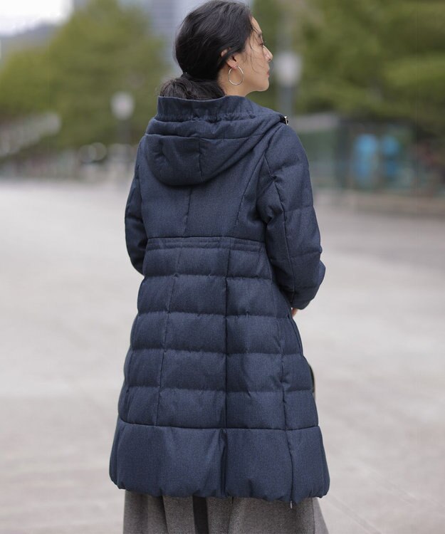 組曲 L ライトタフタロング ダウン ネイビーツイード系5