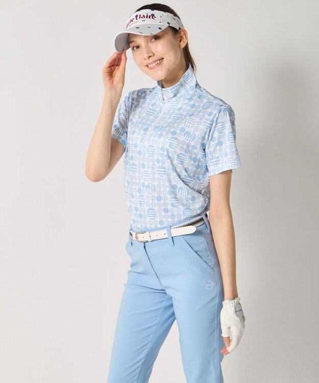 FILA GOLF／marie claire 【Marie claire sports】ハーフジップ半袖シャツ ライトブルー