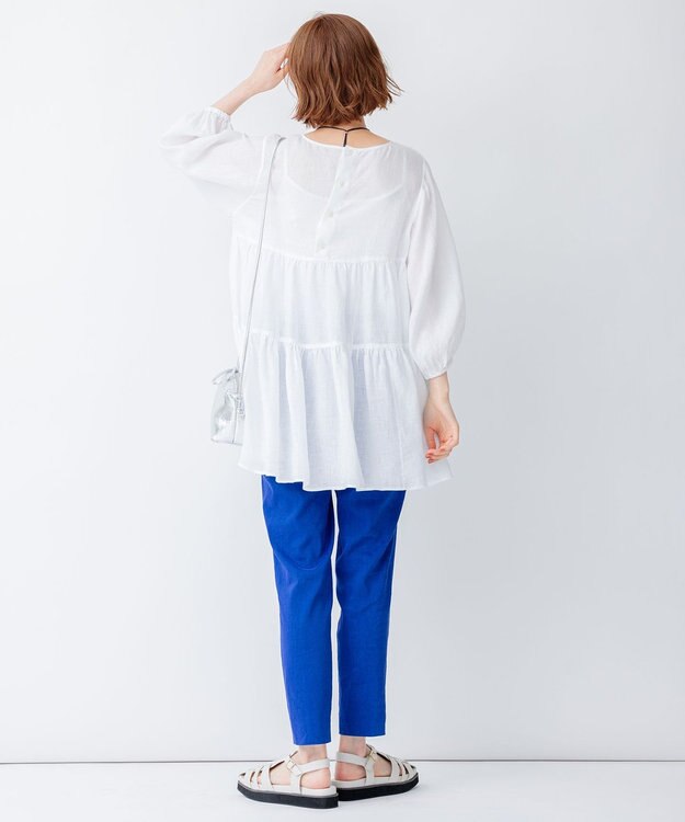 23区 【STORY7月号掲載】LIBECO ティアード チュニック ブラウス ホワイト系