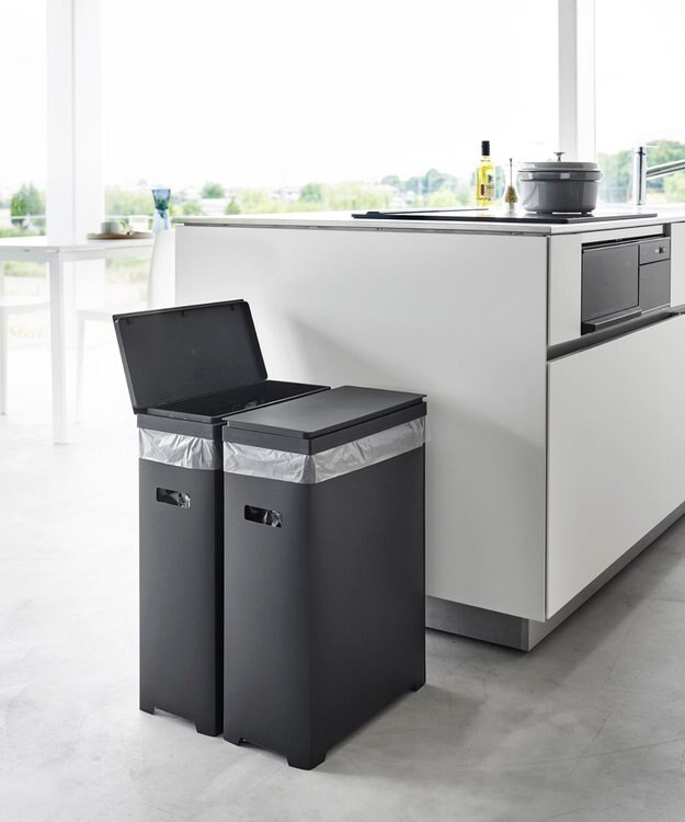 tower スリム蓋付きゴミ箱 タワー 横開きタイプ 2個組 ブラック ブラック