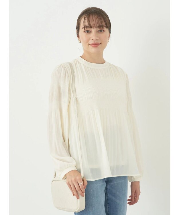 earth music&ecology マジョリカプリーツブラウス Ivory